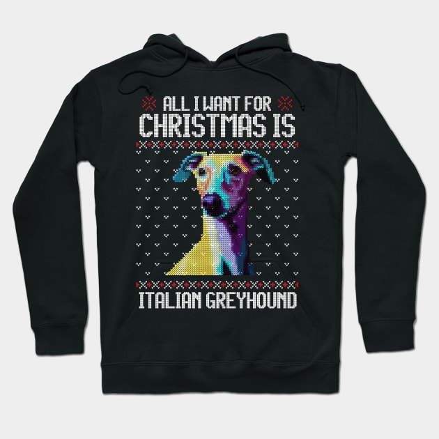 All I Want for Christmas is Italian Greyhound - Christmas Gift for Dog Lover Hoodie by Ugly Christmas Sweater Gift